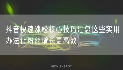抖音快速涨粉核心技巧汇总这些实用办法让粉丝增长更高效