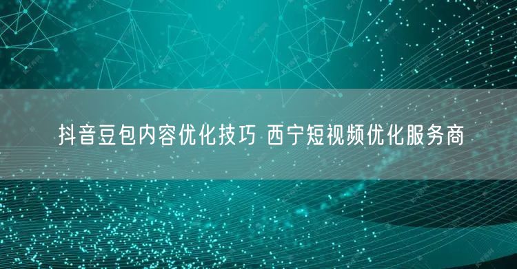 抖音豆包内容优化技巧 西宁短视频优化服务商