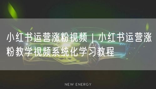 小红书运营涨粉视频｜小红书运营涨粉教学视频系统化学习教程