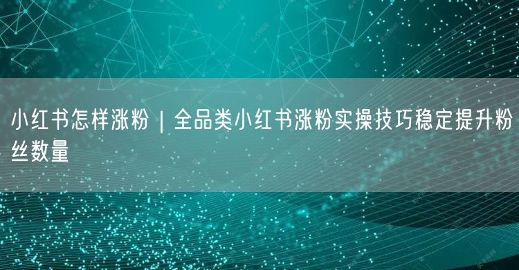 小红书怎样涨粉｜全品类小红书涨粉实操技巧稳定提升粉丝数量