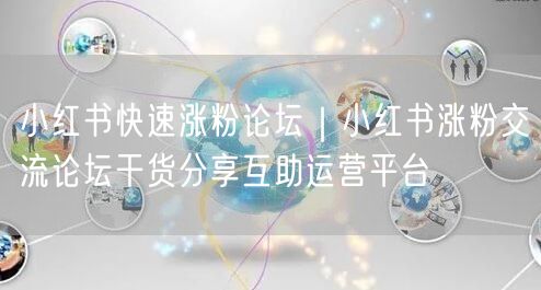 小红书快速涨粉论坛｜小红书涨粉交流论坛干货分享互助运营平台