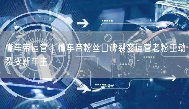 懂车帝运营｜懂车帝粉丝口碑裂变运营老粉主动裂变新车主