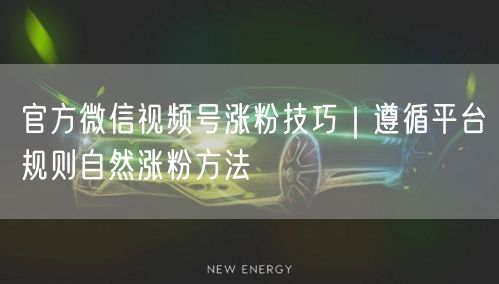 官方微信视频号涨粉技巧｜遵循平台规则自然涨粉方法