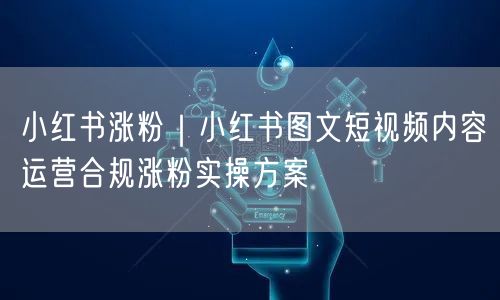 小红书涨粉|小红书图文短视频内容运营合规涨粉实操方案